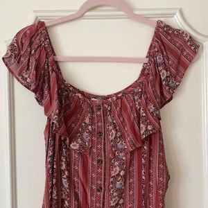 American Eagle button front strapless dress